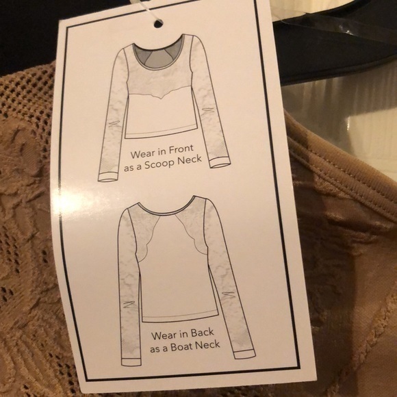 Tan reversible long sleeve knit shirt with lace new‎ with tags - Picture 6 of 7